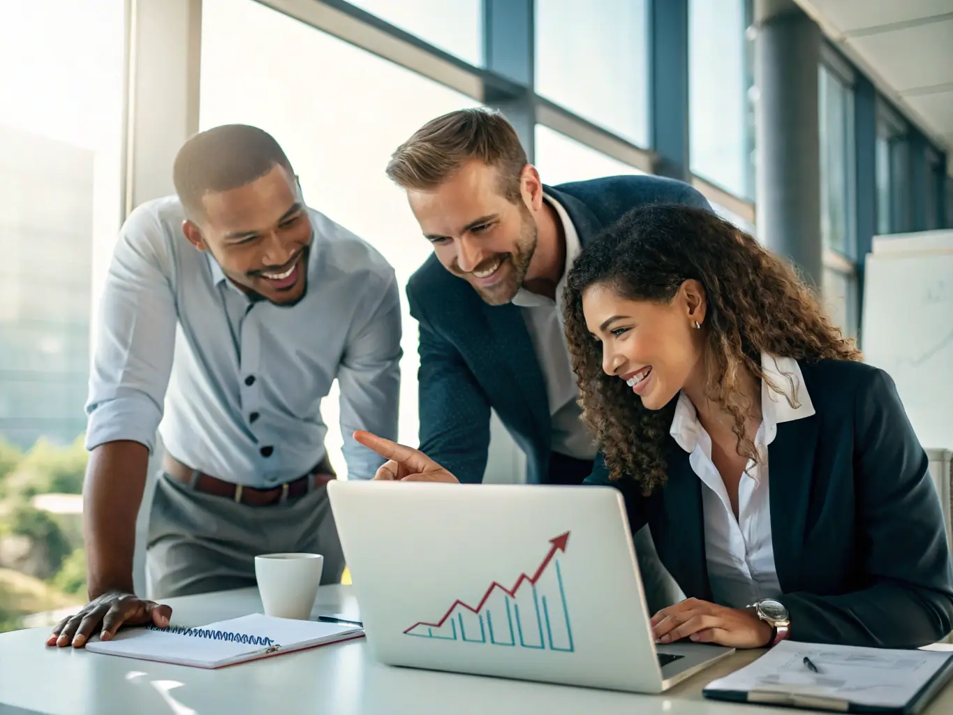 An image depicting a sales team strategizing and analyzing market data, with a focus on identifying key opportunities and optimizing sales processes.